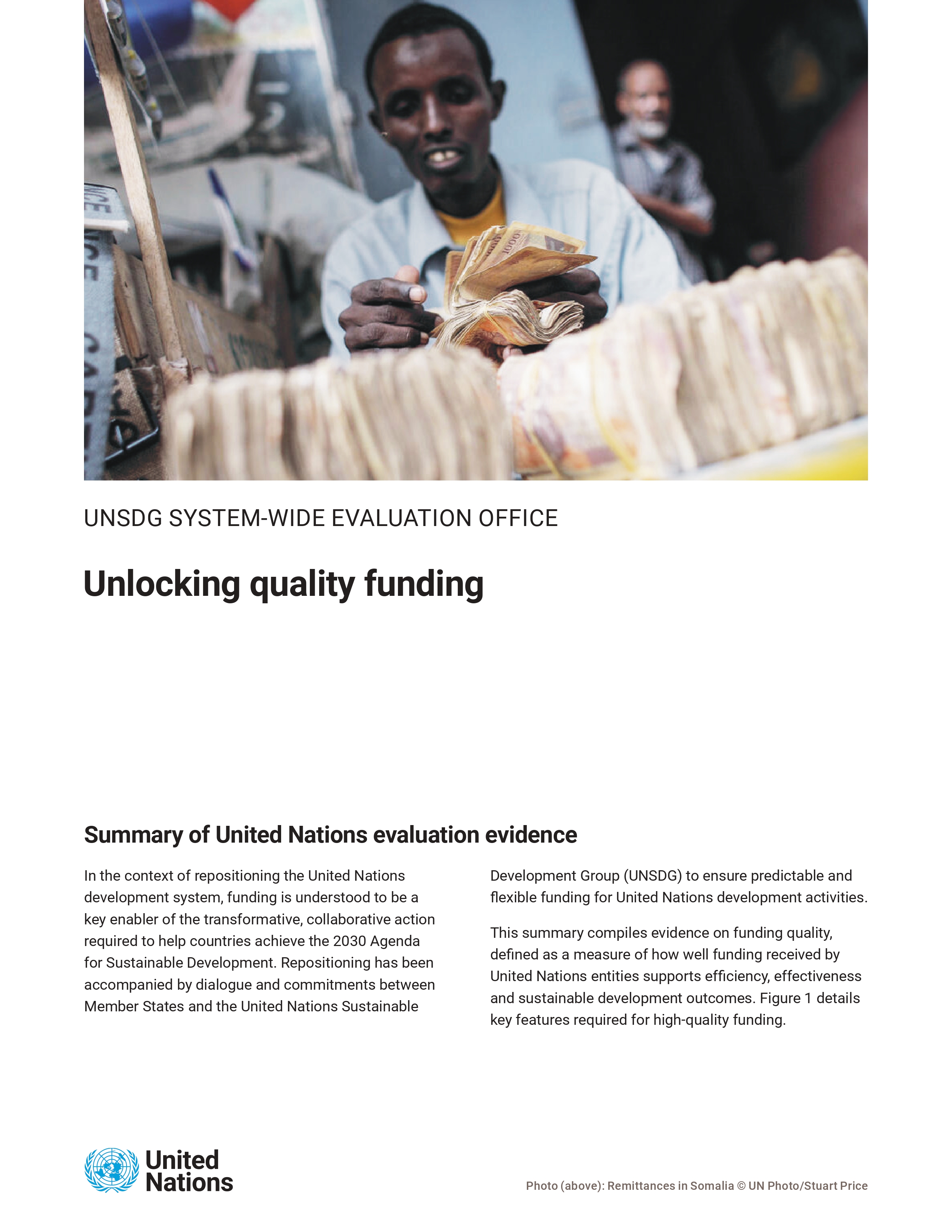 Cover Page Summary of Evaluation Evidence : Unlocking Quality Funding