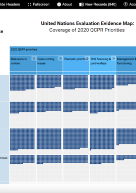 Cover page United Nations Interactive Evidence Map: Coverage of 2020 QCPR priorities